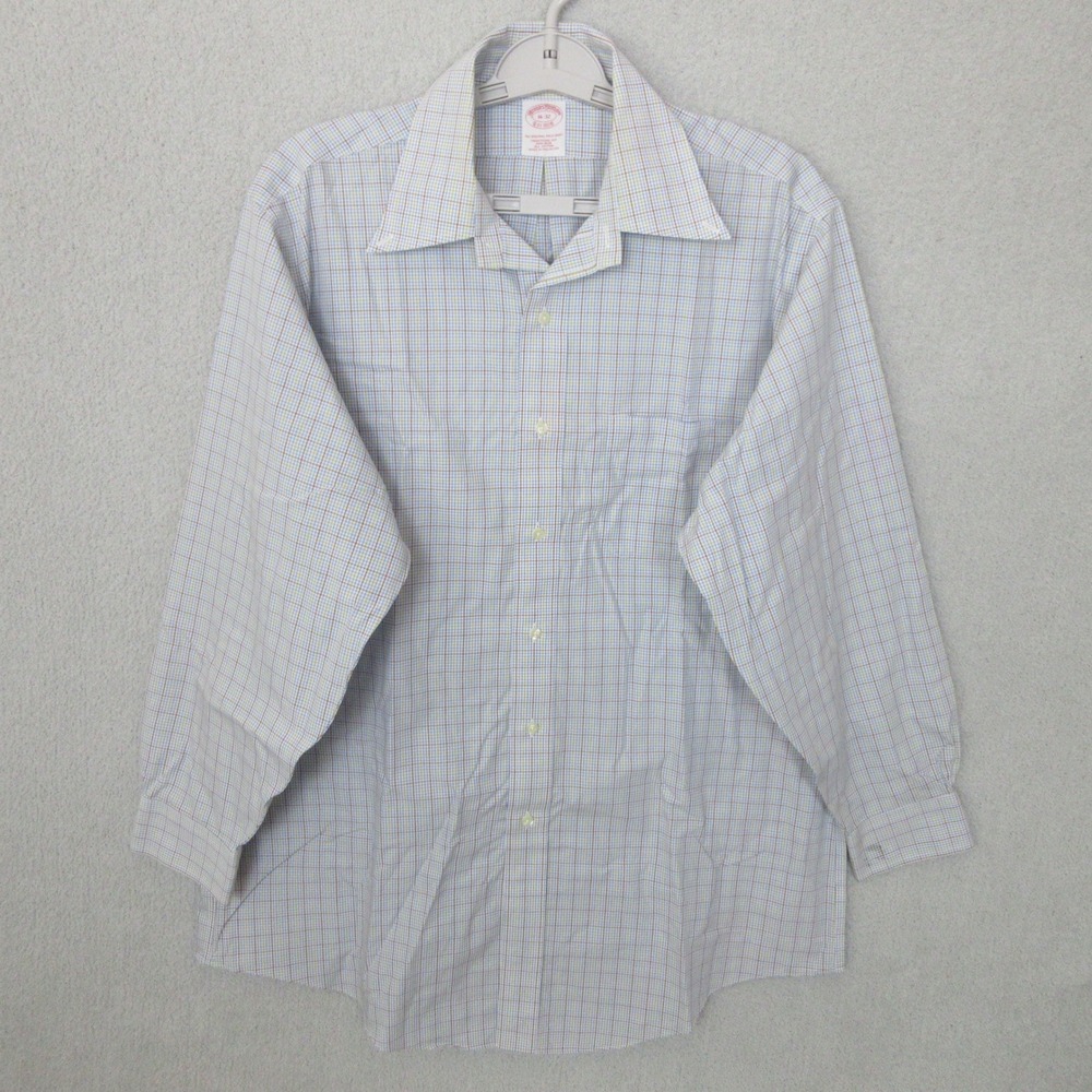 Brooks‎ Brothers 16-32 Traditional Fit Non-Iron Plaid Dress Shirt Mens
